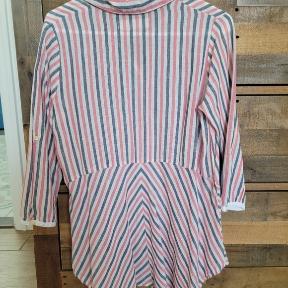 Anthropologie Isabella Sinclair Red White Blue Striped Top - Picture 3 of 7